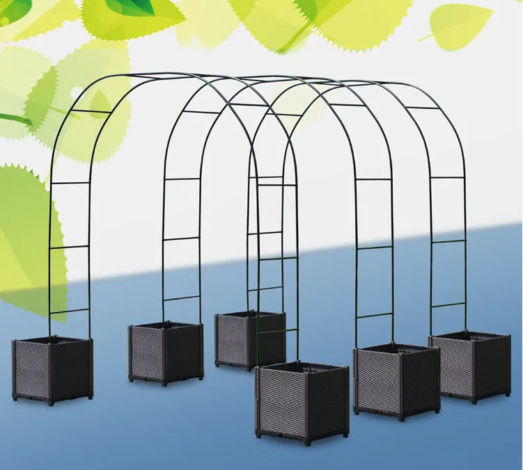 Metal Garden Arbor Wedding Arch Rack Stand with 2 Planting Box