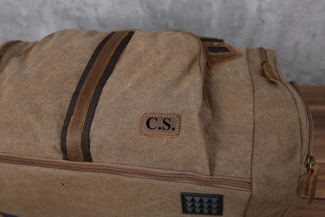 Monogrammed Duffle Bag, Personalized Mens Travel Bag, Weekend Luggage Bag