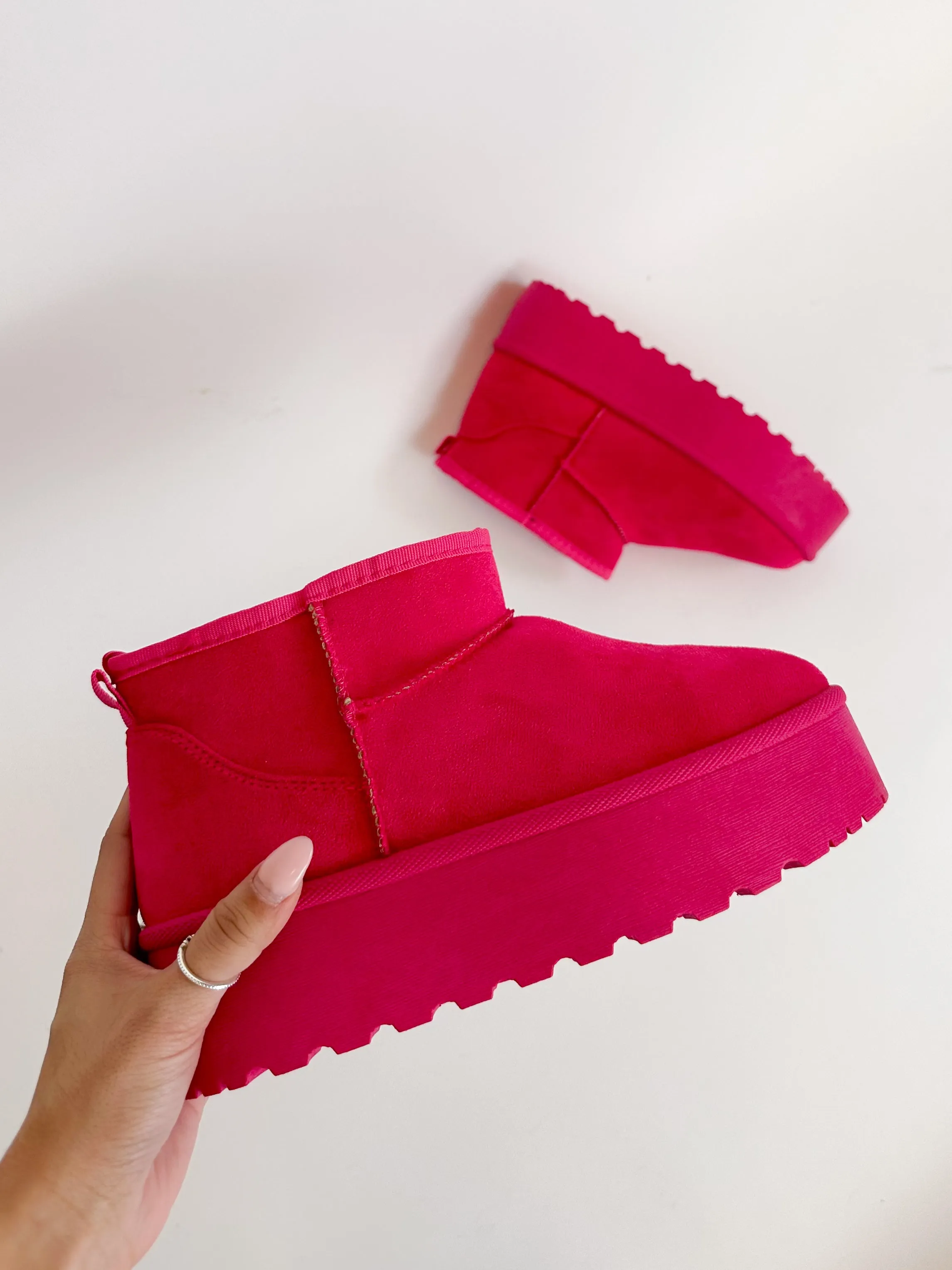 Onyx Platform Ankle Boots - Fuchsia