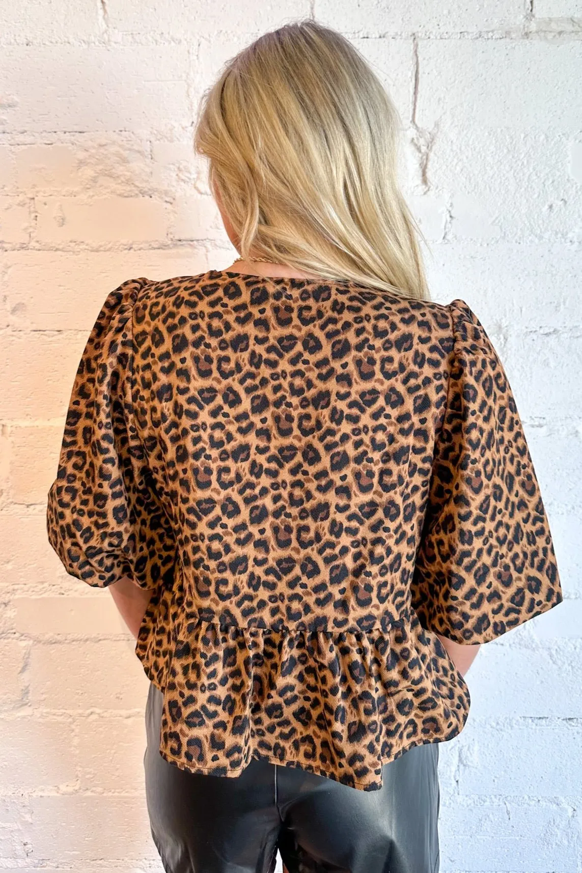 Peek A Boo Leopard  Front Tie Top