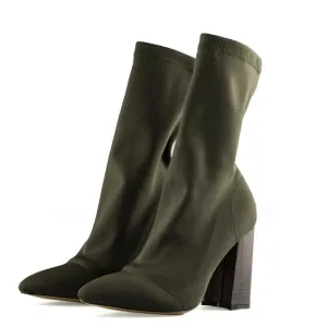 Pointed Toe Yarn Elastic Ankle Boots