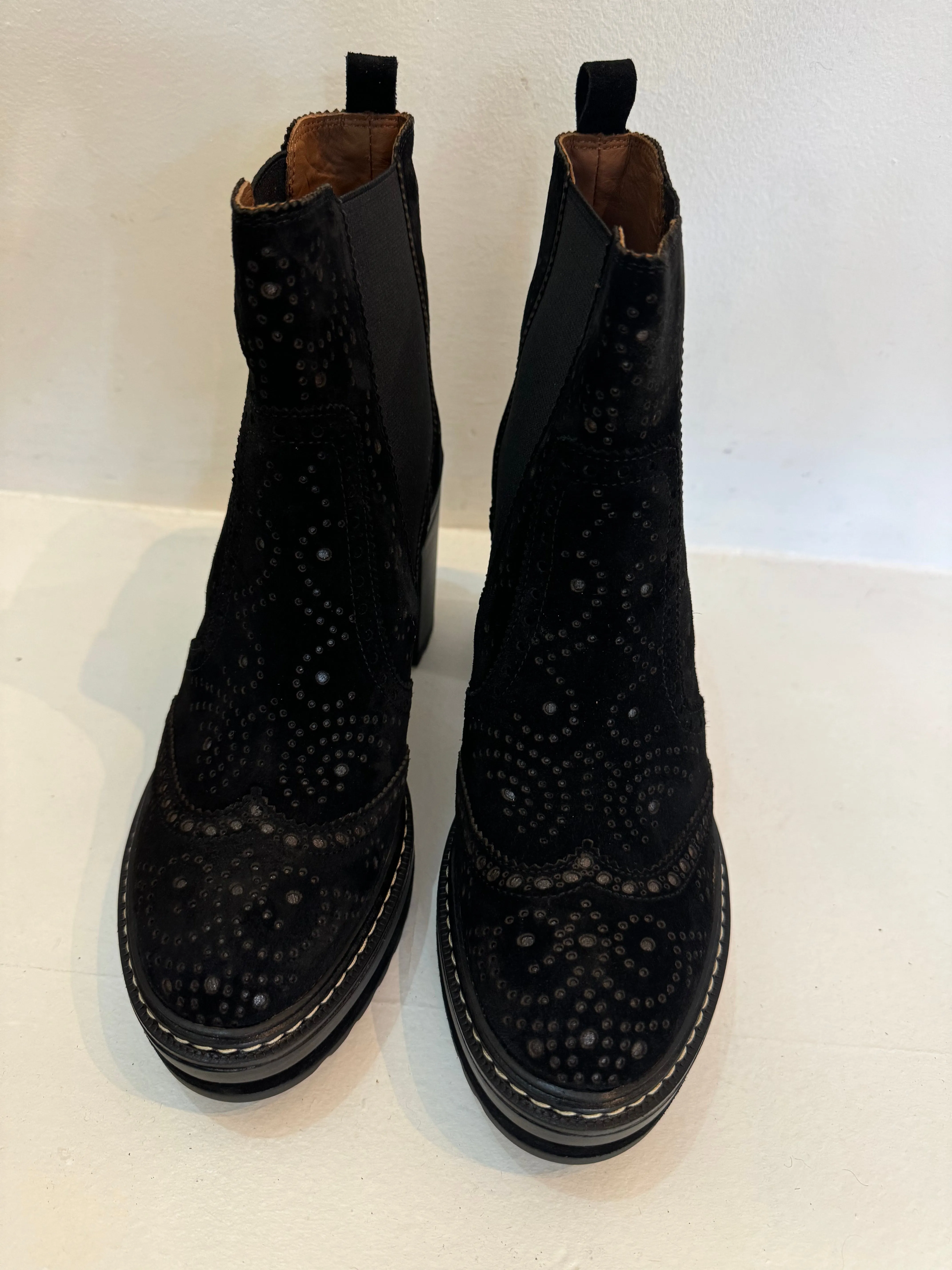 Pons Quintana Black Suede Platform Ankle Boot