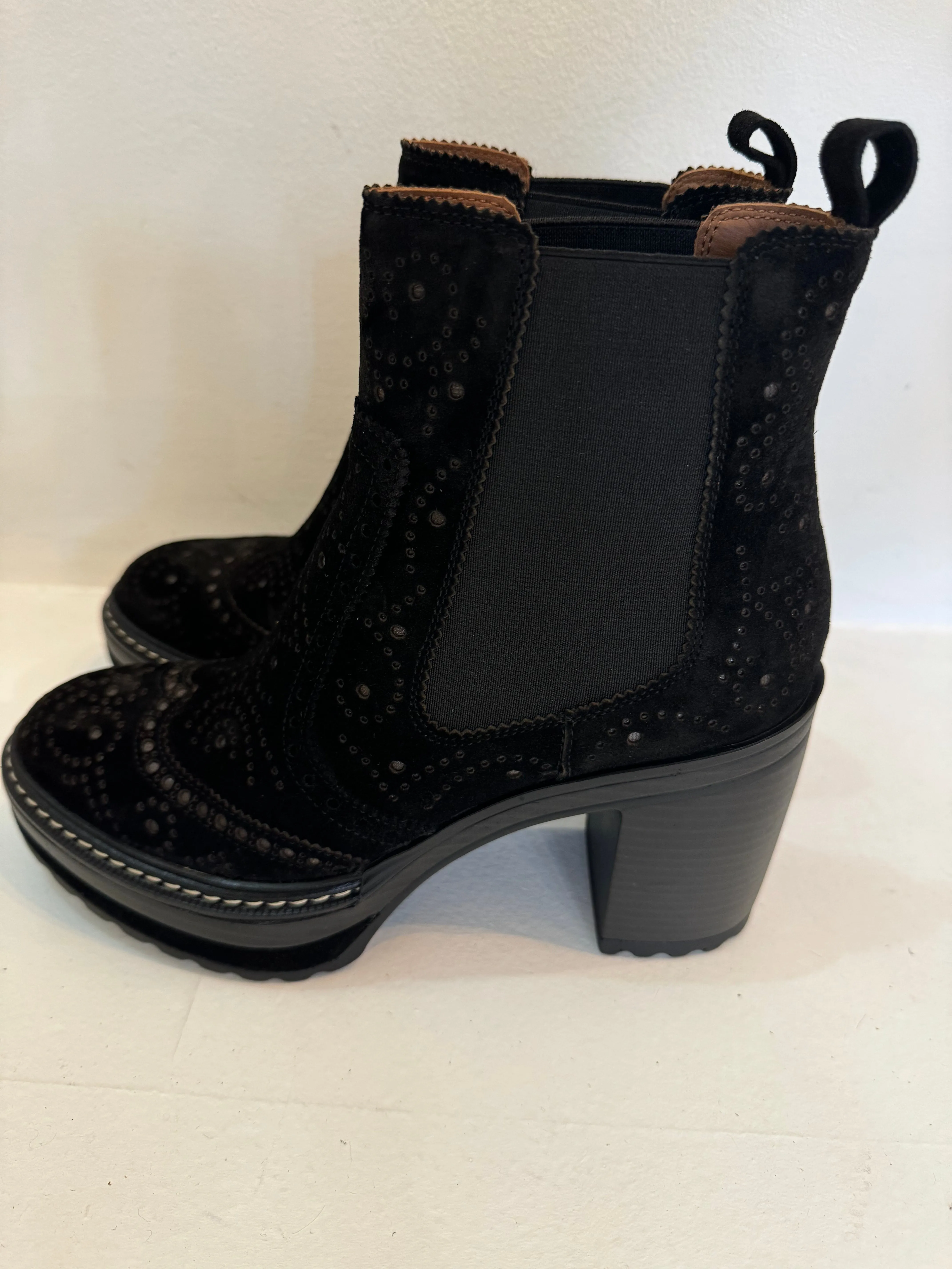 Pons Quintana Black Suede Platform Ankle Boot