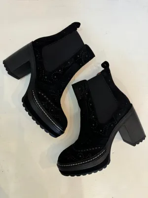 Pons Quintana Black Suede Platform Ankle Boot