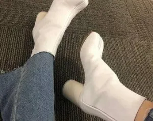 Real Leather Women Tabi Split Toe Ninja Ankle Boots For Women