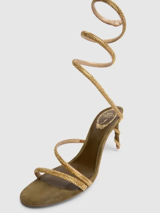 René Caovilla   105mm Margot satin &amp; crystal sandals 