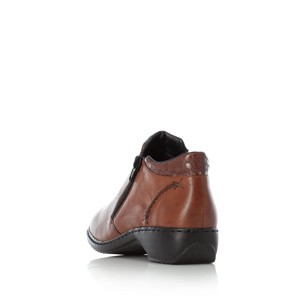Rieker Ladies Brown Leather Twin Zip Ankle Boots L3882-24 sale