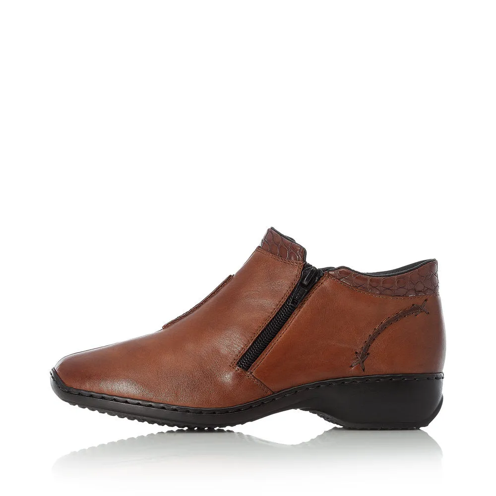 Rieker Ladies Brown Leather Twin Zip Ankle Boots L3882-24 sale