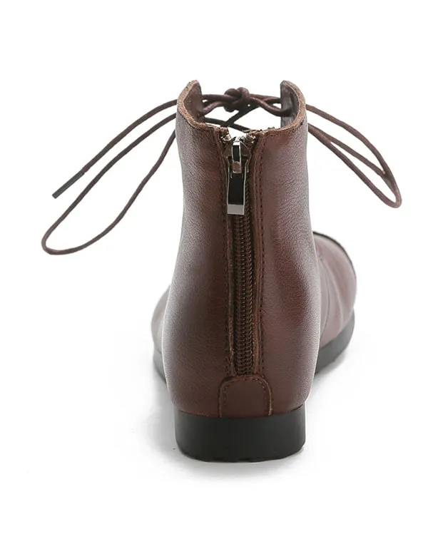 Spring Handmade Lace Up Retro Leather Boots