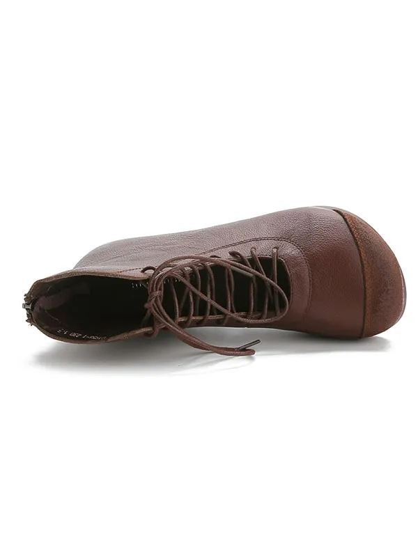 Spring Handmade Lace Up Retro Leather Boots
