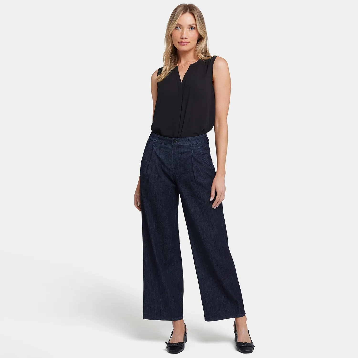 Teresa Wide Leg Ankle Jeans In Petite - Rinse
