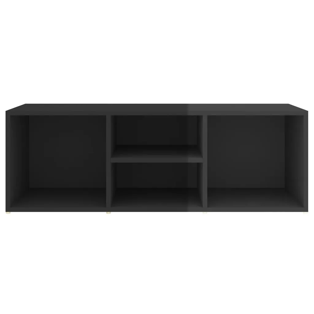 vidaXL Shoe Storage Bench High Gloss Black 105x35x35 cm Engineered Wood