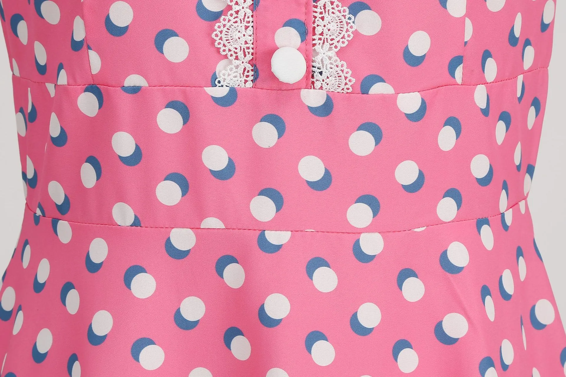 Women 1950s Vintage Cocktail Swing Dress Polka Dot Pink 1950s 1980s Rockabilly Prom Midi Dress