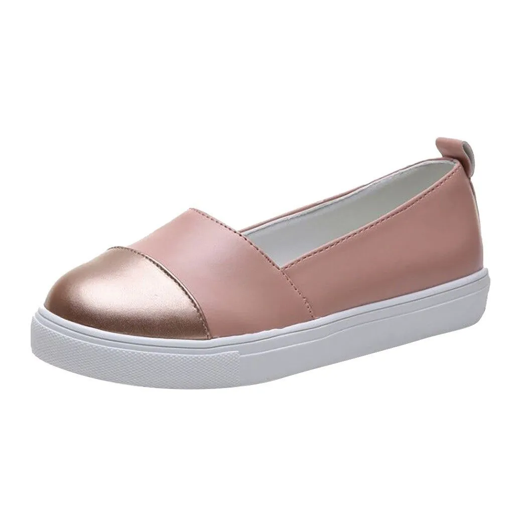 Women Casual Shoes Anti-slip Round Toe Comfortable Cushion Platform Slip-On