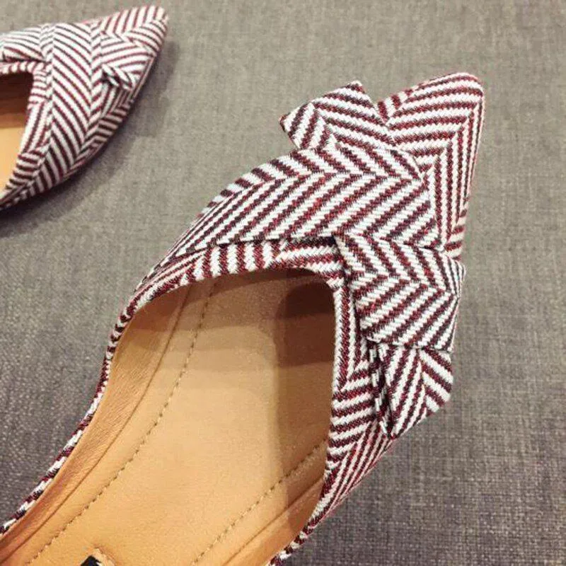 Women's Casual Shoes Flat Comfortable Striped Breathable Footwear P58