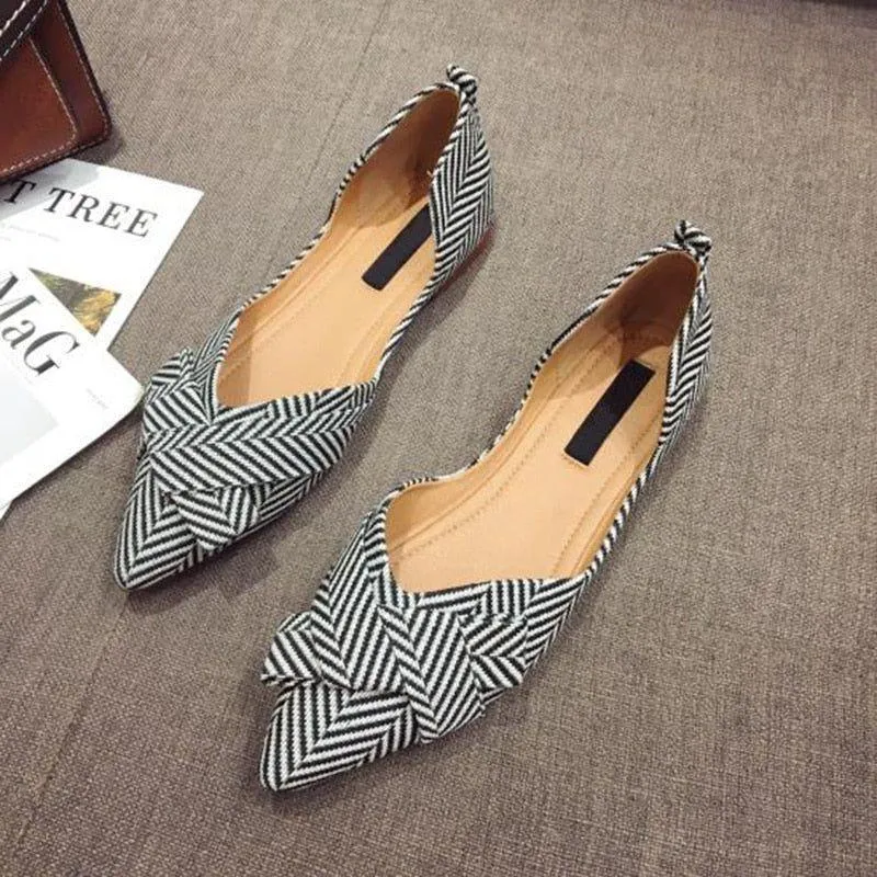 Women's Casual Shoes Flat Comfortable Striped Breathable Footwear P58