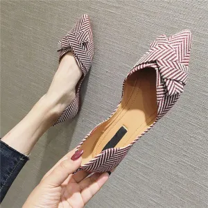 Women's Casual Shoes Flat Comfortable Striped Breathable Footwear P58