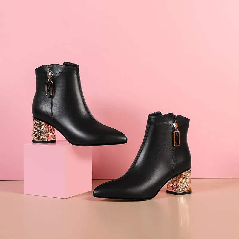 ZipperLux Exotic Leather Ankle Boots
